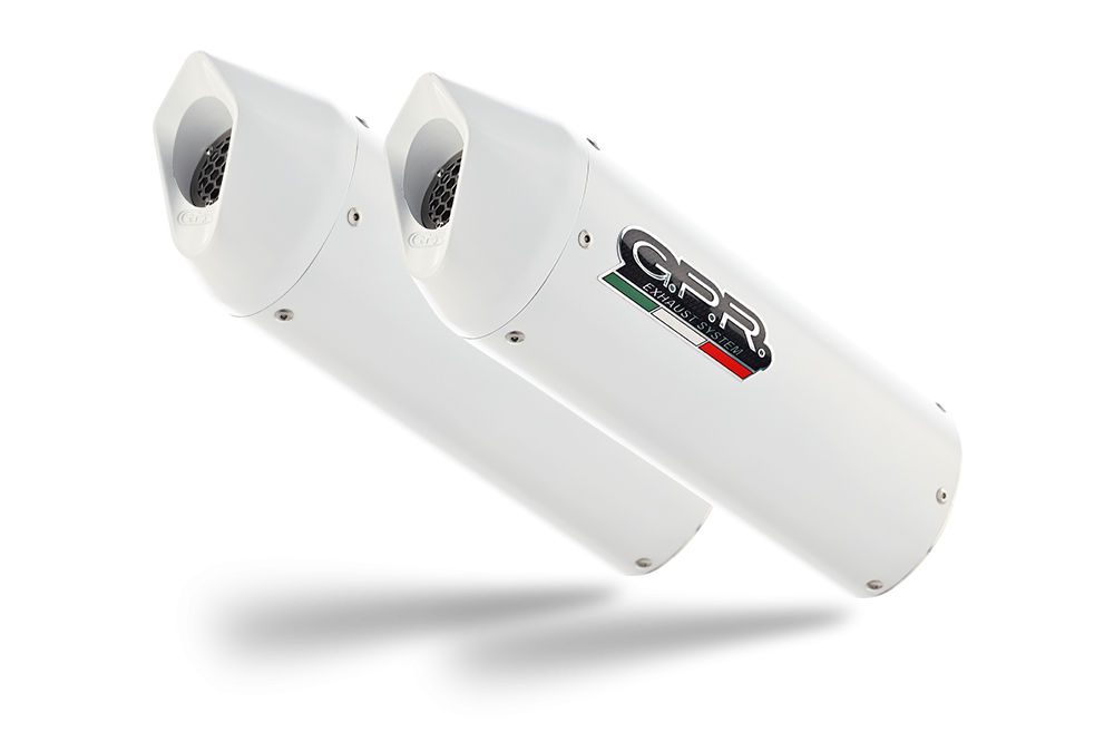 Scarico GPR compatibile con  Ktm Lc8 990 Adventure - R - DAKAR  2006-2014, Albus Ceramic, Coppia di silenziatori di scarico omologati, con flangia specifica, con db killer estraibili
