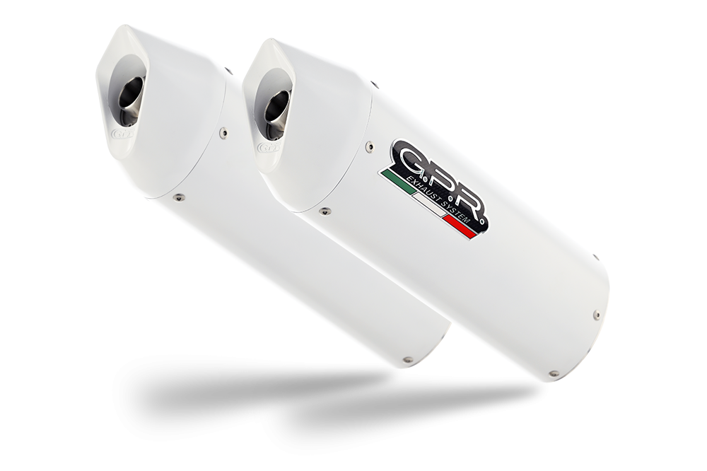 Scarico GPR compatibile con  Ktm Lc8 990 Adventure - R - DAKAR  2006-2014, Albus Ceramic, Coppia di silenziatori di scarico omologati, con flangia specifica, con db killer estraibili