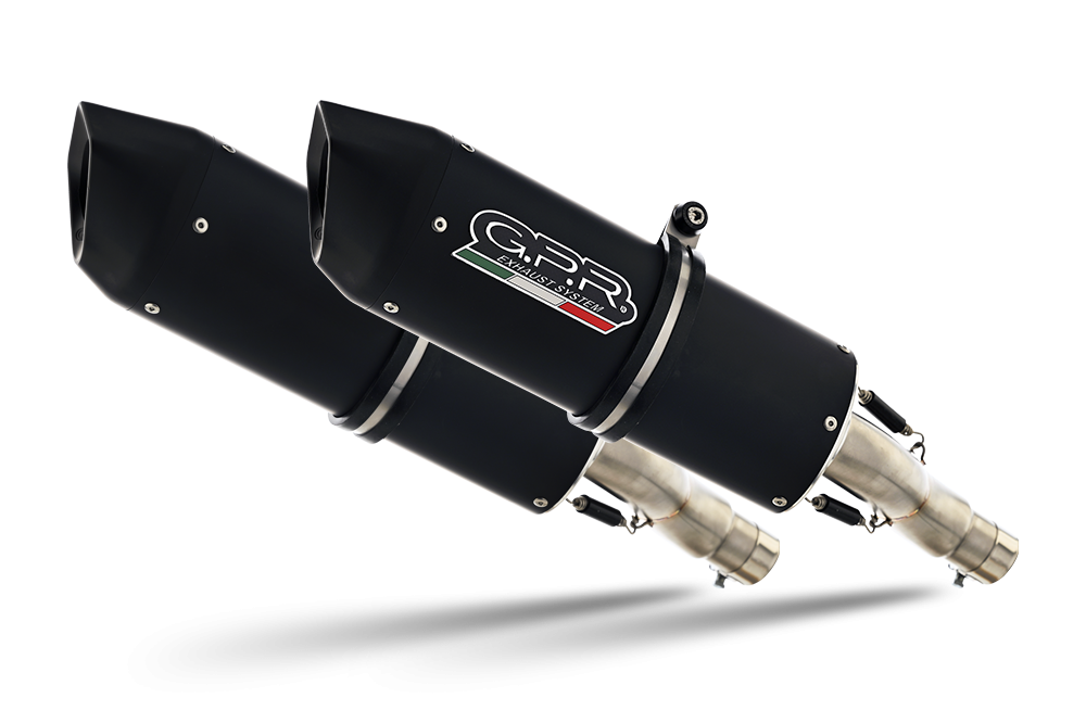 Scarico GPR compatibile con  Royal Enfield Continental 650 2019-2020, Furore Evo4 Nero, Coppia di terminali di scarico omologati, forniti con db killer removibile, catalizzatori e raccordi specifici