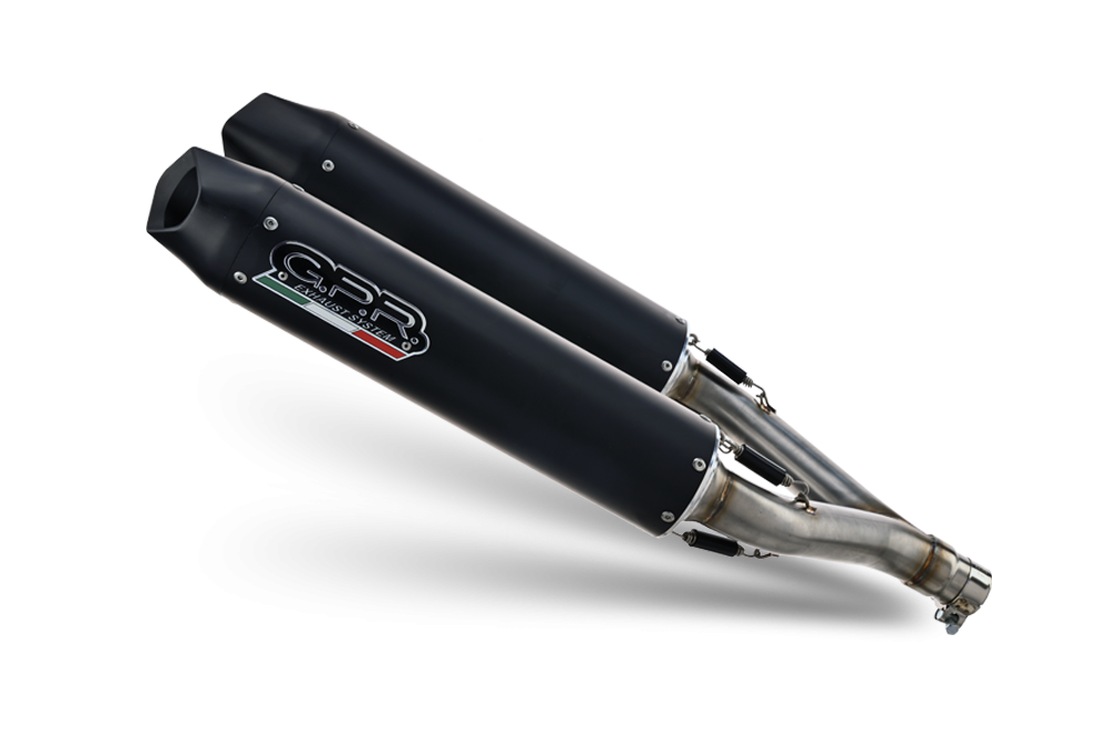 Scarico GPR compatibile con  Aprilia Dorsoduro 900 2017-2020, Furore Evo4 Nero, Coppia di terminali di scarico omologati, forniti con db killer removibili e raccordi specifici