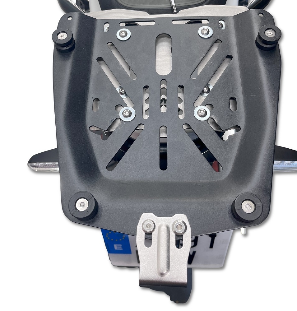 Top case GPR TECH compatible with  Royal Enfield Himalayan 450 2024/2025 e5 Plus GPR TECH Top case in aluminum, black color with specific plate included Capacity 35 LT.