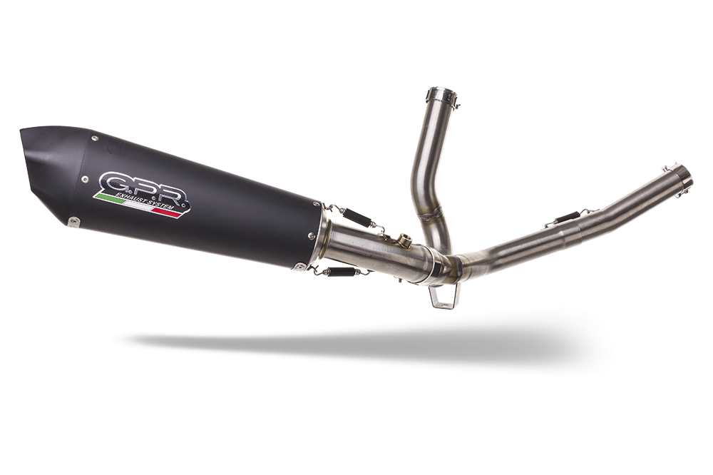 Scarico compatibile con Suzuki V-Strom 650 2021-2025, GP Evo4 Black Titanium, Scarico semi-completo omologato,fornito con db killer estraibile,catalizzatore e collettore