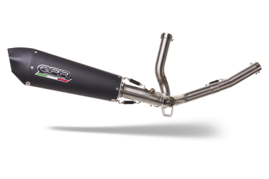 Exhaust compatible with Suzuki V-Strom 650 2021-2025, GP Evo4 Black Titanium, Homologated legal Mid-full system exhaust, including removable db killer and catalyst 