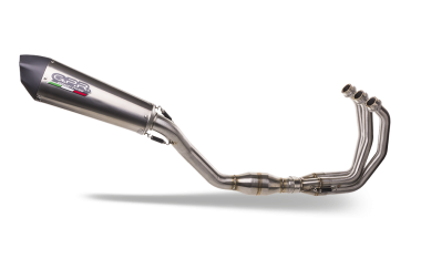 Exhaust compatible with Yamaha Tracer 9 2021-2024, GP Evo4 Titanium, Homologated legal full system exhaust, including removable db killer and catalyst 