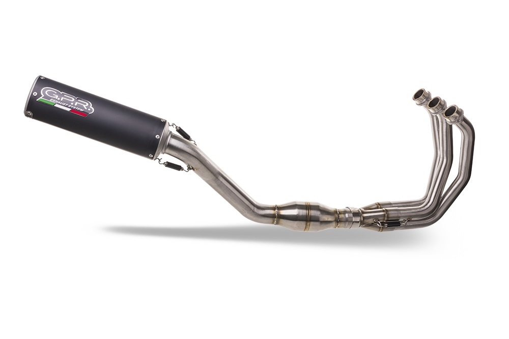 Exhaust compatible with Yamaha XSR900 2022-2024, M3 Black Titanium, Homologated legal full system exhaust, including removable db killer and catalyst 