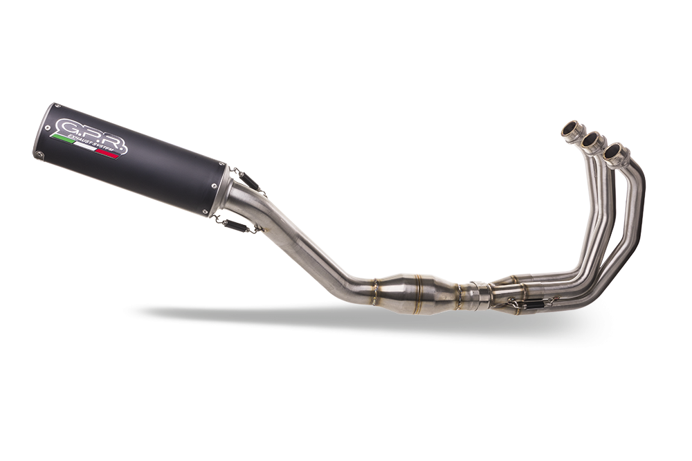 Exhaust compatible with Yamaha Tracer 9 2021-2024, M3 Black Titanium, Homologated legal full system exhaust, including removable db killer and catalyst 