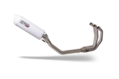Scarico compatibile con Yamaha Mt-09 Tracer 900 2015-2016, Albus Ceramic, Scarico completo omologato,fornito con db killer estraibile e collettore