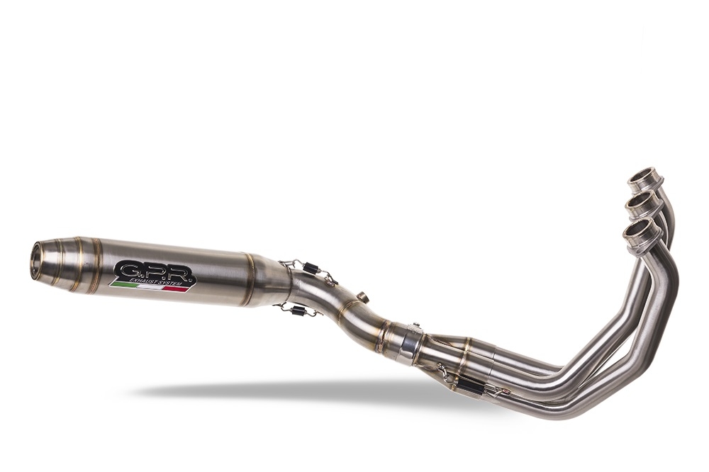 Scarico compatibile con Triumph Trident 660 2021-2024, Deeptone Inox, Scarico completo racing, fornito con db killer estraibile e collettore, non conforme per uso stradale
