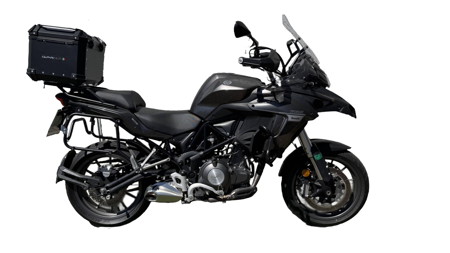 TOP CASE - BAULETTO GPR TECH COMPATABILE CON Benelli Trk 502 2021/2024 e5 GPR TECH BAULETTO TOP CASE ALPI-TECH 35 LT. COLORE NERO CON PIASTRA SPECIFICA 