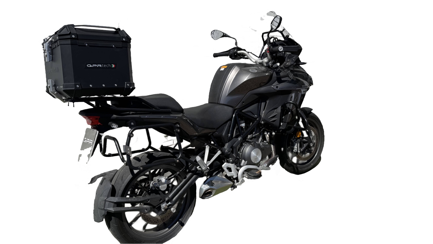 TOP CASE - BAULETTO GPR TECH COMPATABILE CON Benelli Trk 502 2021/2024 e5 GPR TECH BAULETTO TOP CASE ALPI-TECH 35 LT. COLORE NERO CON PIASTRA SPECIFICA 