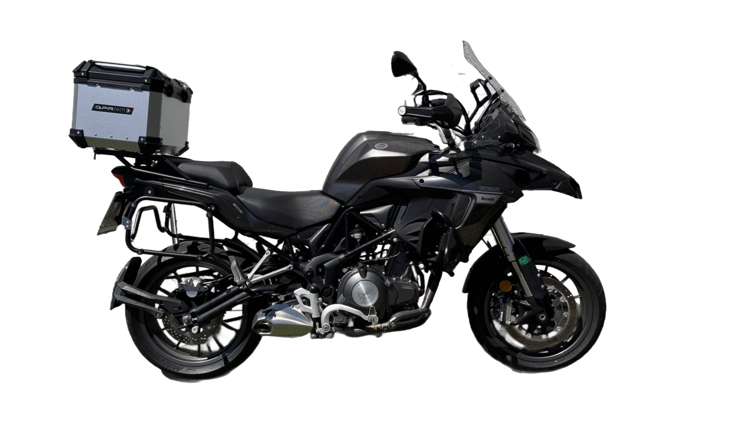 TOP CASE - BAULETTO GPR TECH COMPATABILE CON Benelli Trk 502 2017/2020 e4 GPR TECH BAULETTO TOP CASE ALPI-TECH 55 LT COLORE ARGENTO CON PIASTRA SPECIFICA 