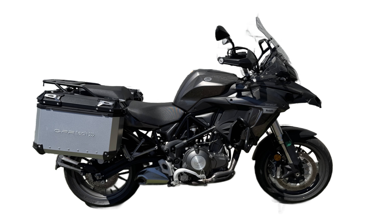 GPR TECH COMPATABILE CON Benelli Trk 502 2021/2024 e5 GPR TECH COPPIA DI VALIGIE LATERALI ARGENTO ALPI-TECH 38 LT. + 38 LT. CON TELAIO SPECIFICO 