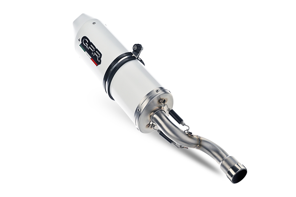 Scarico compatibile con Fantic Motor XMF 125 2025-2026, Albus Ceramic, Terminale di scarico Racing, con raccordo specifico e db killer estraibile, non conforme per uso stradale