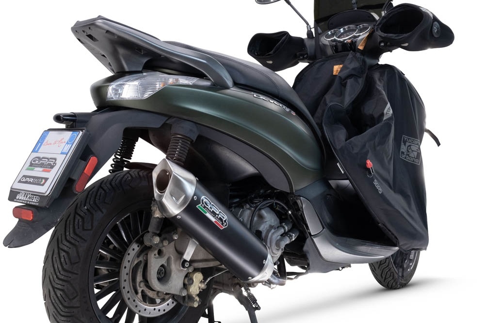 Exhaust compatible with Piaggio Beverly 300 I.E. ABS - S - Police 2016-2020, Furore-X Scooter, Homologated legal full system exhaust, including removable db killer 