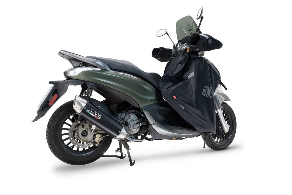 Exhaust compatible with Piaggio Beverly 300 I.E. ABS - S - Police 2016-2020, Furore-X Scooter, Homologated legal full system exhaust, including removable db killer 