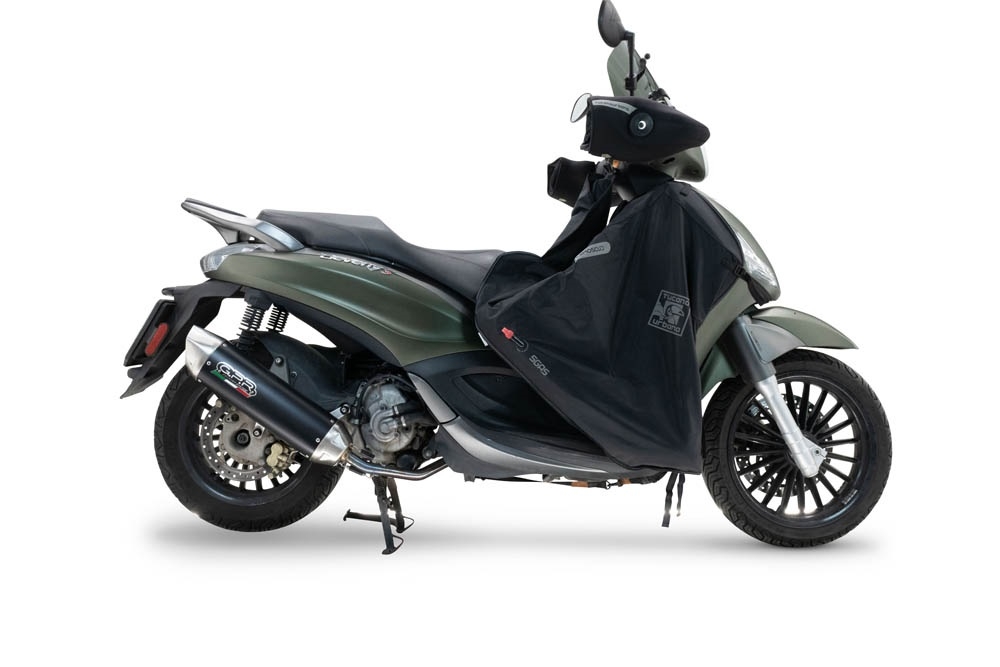 Exhaust compatible with Piaggio Beverly 300 I.E. ABS - S - Police 2016-2020, Furore-X Scooter, Homologated legal full system exhaust, including removable db killer 