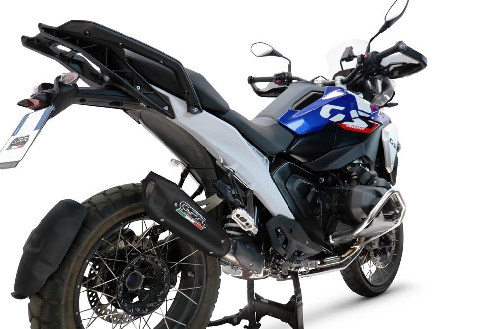 Scarico GPR compatibile con  Bmw R 1300 GS Adventure 2024-2026, GP-Revo Black Titanium, Scarico omologato, silenziatore con db killer estraibile e raccordo specifico