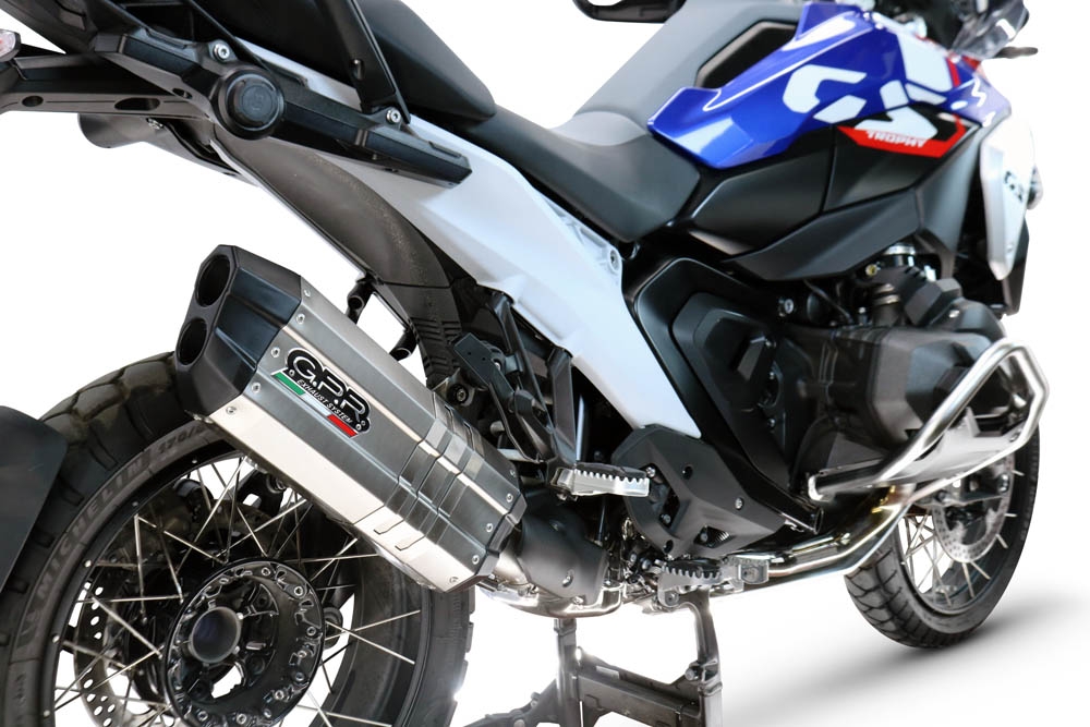 Scarico GPR compatibile con  Bmw R 1300 GS Adventure 2024-2026, Hyper Sonic Titanium, Scarico omologato, silenziatore con db killer estraibile e raccordo specifico