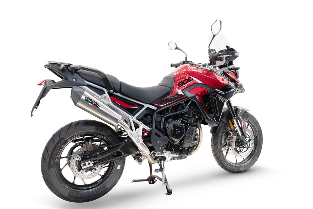 Exhaust compatible with Triumph Tiger 900 GT / Pro / Rally Pro 2024-2025, GP Evo4 Titanium, Homologated legal slip-on exhaust including removable db killer and link pipe 