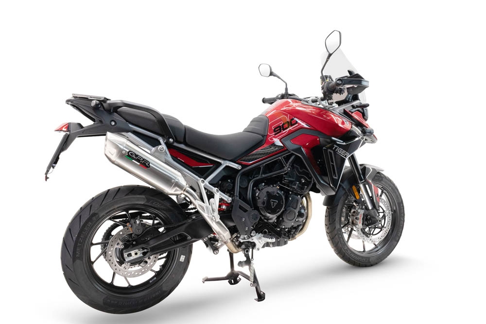 Exhaust compatible with Triumph Tiger 900 GT / Pro / Rally Pro 2024-2025, Furore-X Acciaio Inox, Homologated legal slip-on exhaust including removable db killer and link pipe 