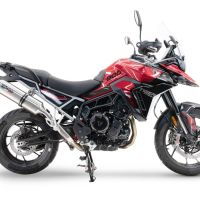Scarico compatibile con Triumph Tiger 900 GT / Pro / Rally Pro 2024-2025, Satinox , Scarico omologato, silenziatore con db killer estraibile e raccordo specifico