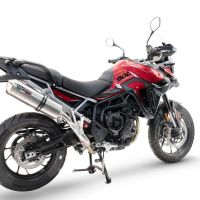 Scarico compatibile con Triumph Tiger 900 GT / Pro / Rally Pro 2024-2025, Satinox , Scarico omologato, silenziatore con db killer estraibile e raccordo specifico