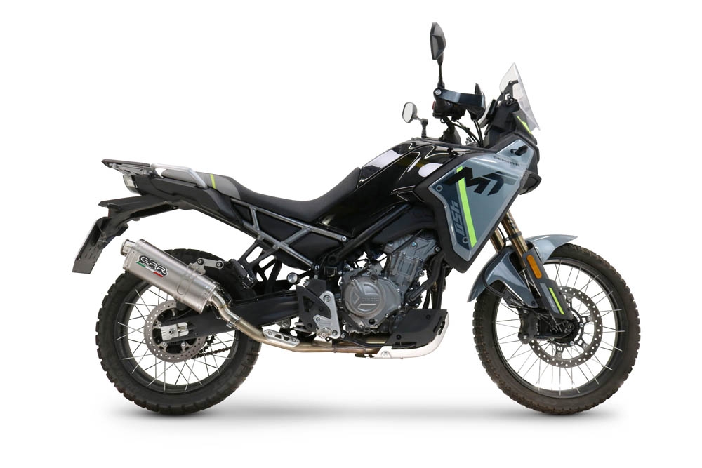 GPR exhaust compatible with  Cf Moto 450 MT 2024-2025, Dune Triovale Titanio, Homologated legal slip-on exhaust including removable db killer and link pipe 