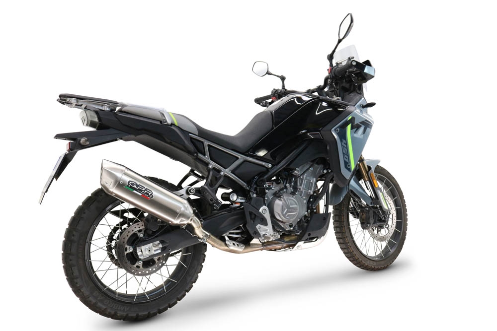 GPR exhaust compatible with  Cf Moto 450 MT 2024-2025, Furore-X Acciaio Inox, Homologated legal slip-on exhaust including removable db killer and link pipe 