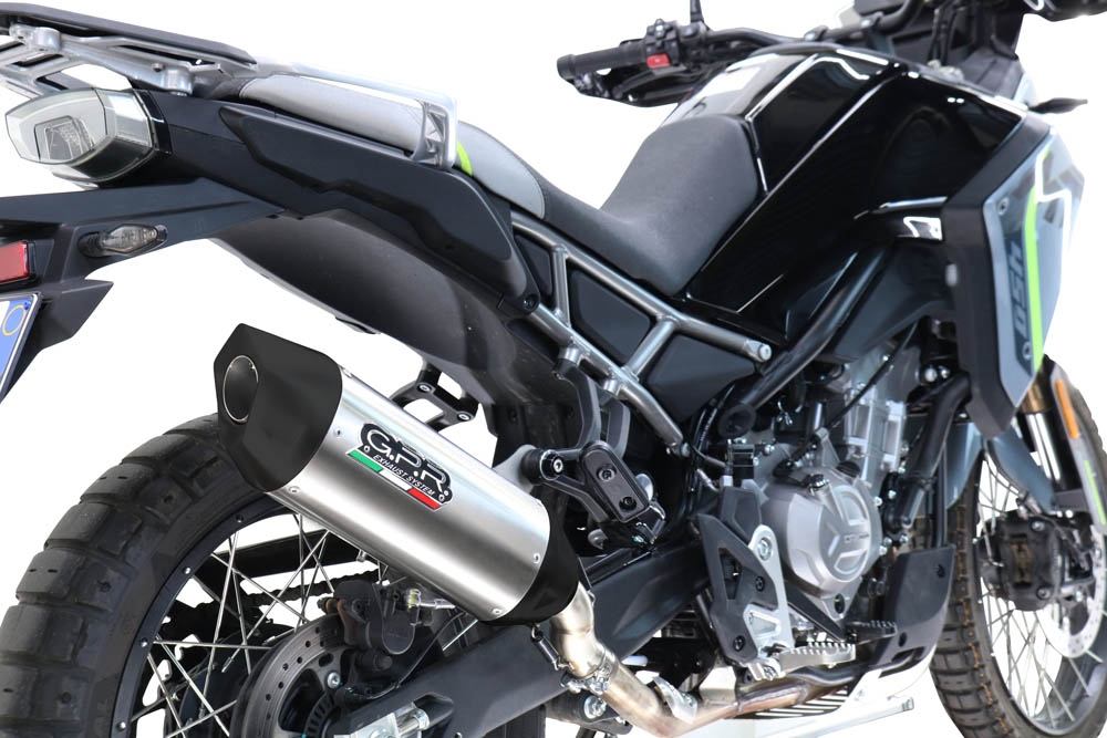 GPR exhaust compatible with  Cf Moto 450 MT 2024-2025, Furore-X Titanio, Homologated legal slip-on exhaust including removable db killer and link pipe 