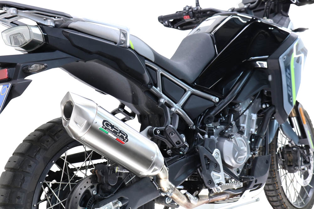 GPR exhaust compatible with  Cf Moto 450 MT 2024-2025, Furore-X Acciaio Inox, Homologated legal slip-on exhaust including removable db killer and link pipe 