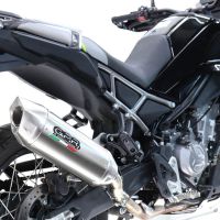 GPR exhaust compatible with  Cf Moto 450 MT 2024-2025, Furore-X Acciaio Inox, Homologated legal slip-on exhaust including removable db killer and link pipe 