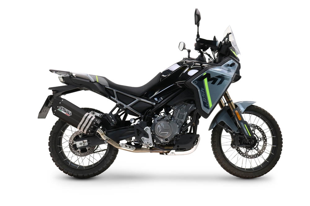 GPR exhaust compatible with  Cf Moto 450 MT 2024-2025, Hyper Sonic Black Titanium, Racing full system exhaust, including removable db killer/spark arrestor 