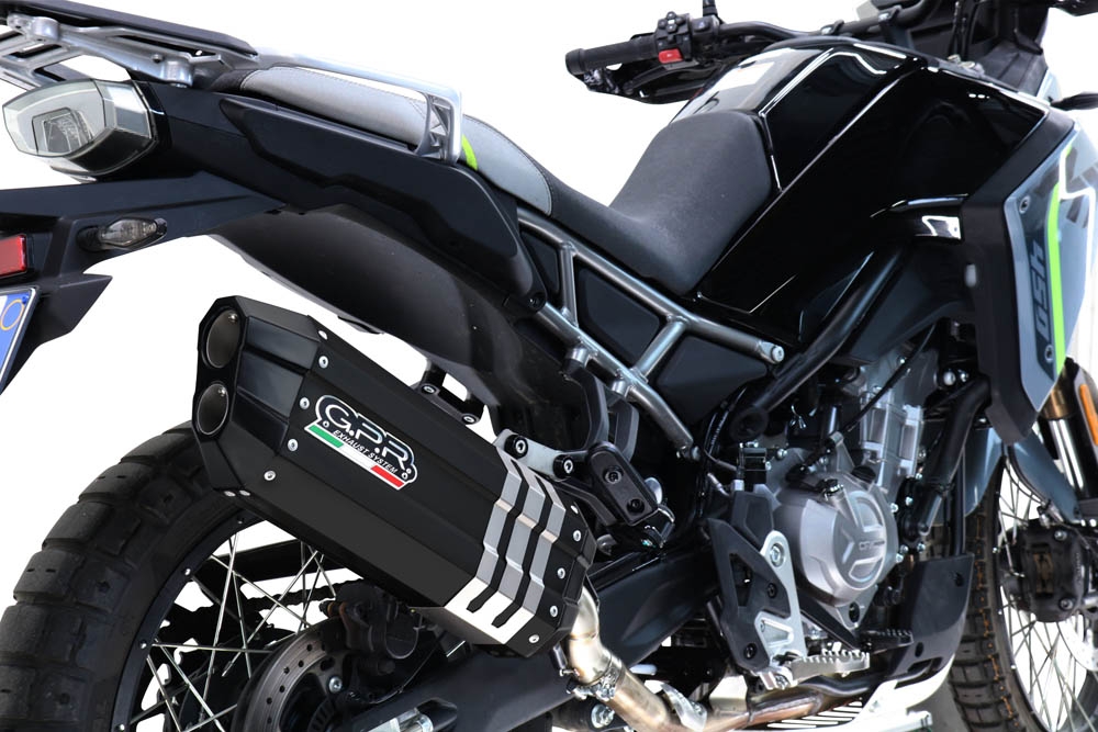 GPR exhaust compatible with  Cf Moto 450 MT 2024-2025, Hyper Sonic Black Titanium, Racing full system exhaust, including removable db killer/spark arrestor 