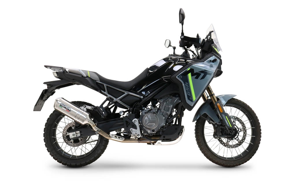 Scarico GPR compatibile con  Cf Moto 450 MT 2024-2025, Satinox , Scarico omologato, silenziatore con db killer estraibile e raccordo specifico