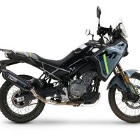 GPR exhaust compatible with  Cf Moto 450 MT 2024-2025, Furore-X Titanio Nero, Homologated legal slip-on exhaust including removable db killer and link pipe 
