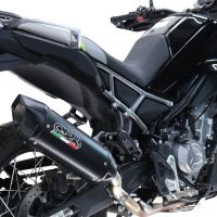 GPR exhaust compatible with  Cf Moto 450 MT 2024-2025, Furore-X Titanio Nero, Homologated legal slip-on exhaust including removable db killer and link pipe 