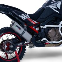 Exhaust compatible with Honda Crf 1100 L Africa Twin 2020-2025, Dual Inox, Homologated legal slip-on exhaust including removable db killer and link pipe 