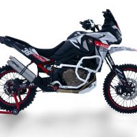 Exhaust compatible with Honda Crf 1100 L Africa Twin 2020-2025, Dual Inox, Homologated legal slip-on exhaust including removable db killer and link pipe 