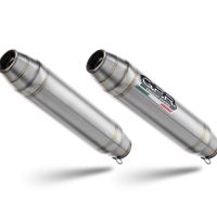 Scarico compatibile con Aprilia Shiver 750 Gt 2007-2016, Deeptone Inox, Coppia di silenziatori di scarico racing, con raccordo, articolo senza omologazione