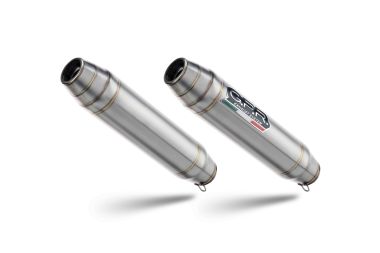 Scarico compatibile con Aprilia Shiver 750 Gt 2007-2016, Deeptone Inox, Coppia di silenziatori di scarico racing, con raccordo, articolo senza omologazione