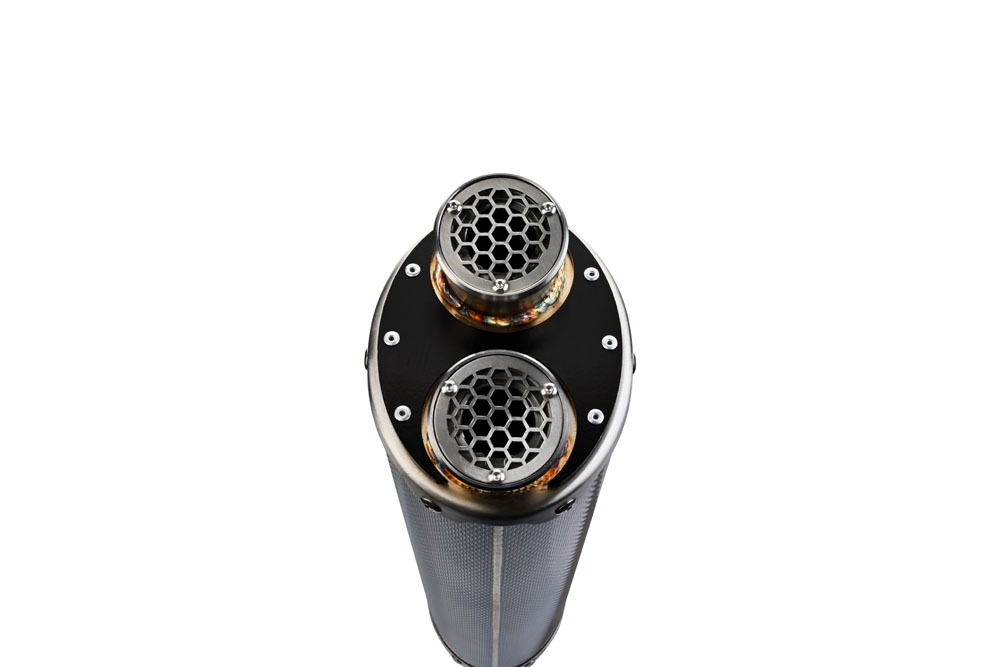 Exhaust compatible with Suzuki V-STROM DL 800 DE - SE 2023-2025, Dual Poppy, Homologated legal slip-on exhaust including removable db killer and link pipe 