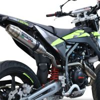 Scarico compatibile con Fantic Motor XEF 125 2025-2026, Deeptone Inox, Terminale di scarico Racing, con raccordo specifico e db killer estraibile