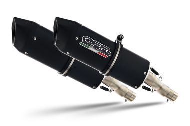 Scarico compatibile con Honda Cbr1100XX Superblackbird - X Eleven 1997-2006, Furore Nero, Coppia di terminali di scarico omologati, forniti con db killer removibili e raccordi specifici