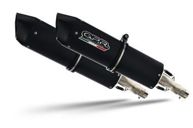 Scarico GPR compatibile con  Honda Varadero 1000 1999-2011, Furore Nero, Coppia di terminali di scarico omologati, forniti con db killer removibile, catalizzatori e raccordi specifici