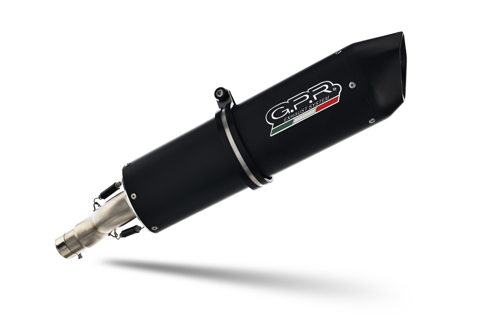 Exhaust compatible with Bmw F 800 R 2017-2019, Furore Evo4 Nero, Homologated legal slip-on exhaust including removable db killer and link pipe 