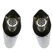 Scarico compatibile con Aprilia Dorsoduro 900 2017-2020, Furore Evo4 Nero, Coppia di terminali di scarico omologati, forniti con db killer removibili e raccordi specifici