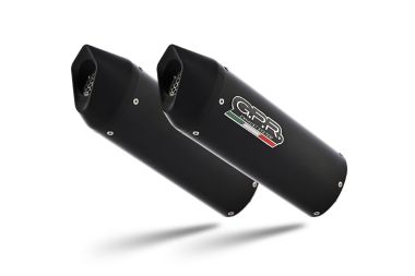 Scarico compatibile con Royal Enfield Interceptor 650 2021-2025, Furore Evo4 Nero, Coppia di terminali di scarico omologati, forniti con db killer removibile, catalizzatori e raccordi specifici