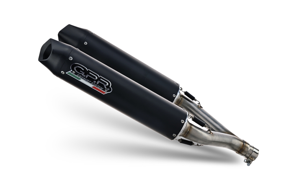 Scarico compatibile con Aprilia Dorsoduro 900 2017-2020, Furore Evo4 Nero, Coppia di terminali di scarico omologati, forniti con db killer removibili e raccordi specifici