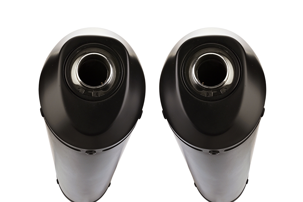 Exhaust compatible with Yamaha Bt Bulldog 1100 2002-2007, Ghisa , Dual Homologated legal slip-on exhaust including removable db killers and link pipes 