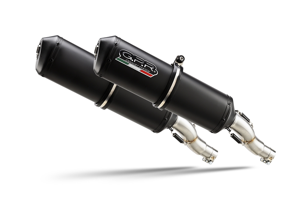 Exhaust compatible with Yamaha Bt Bulldog 1100 2002-2007, Ghisa , Dual Homologated legal slip-on exhaust including removable db killers and link pipes 